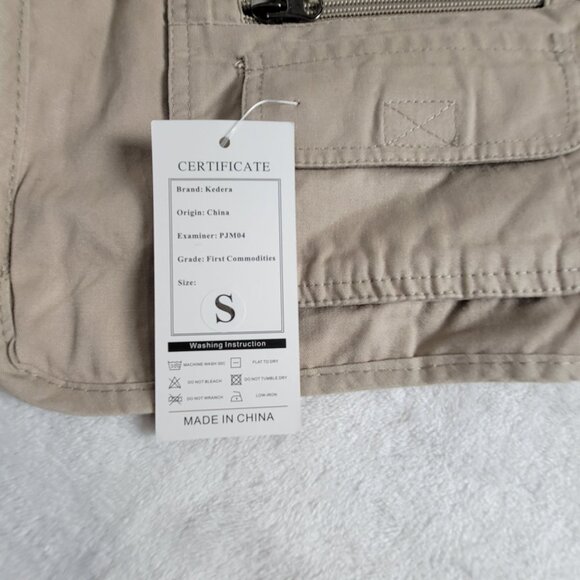 Kedera Men Tactical Mesh Fishing Vest Small Beige Zip Up Pockets Lightweight New - Picture 4 of 9